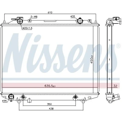 Kuva NISSENS 68535 Jäähdytin Alumiini 450 644 32 Jäähdytysrivat juotetut FORD: Ranger Mk2