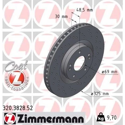 Kuva 2x ZIMMERMANN Jarrulevy 325mm 30mm 7/5 5 aukko 114mm tuuletettu sisältä, reijitetty 320.3828.52 Jarrulevyt