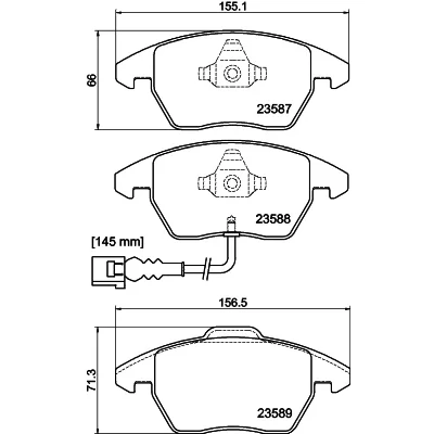 Kuva HELLA 8DB 355 010 581 Jarrupalat kulumisvaroitinkoskettimella VOLKSWAGEN: Passat B6 Variant, B7 Golf 6, SKODA: Octavia 2 Combi