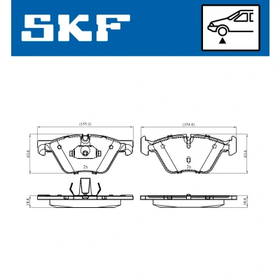Kuva SKF VKBP 80246 Jarrupalat Kulumisenilmaisemelle BMW: 5 Touring, Sedan
