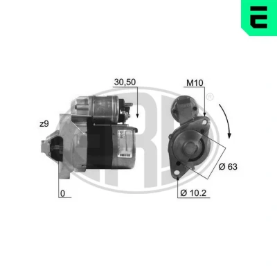 Kuva ERA 220358A Starttimoottori 12 0,7 9 RENAULT: TWINGO 1, CLIO 3, DACIA: Sandero I