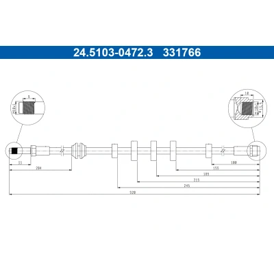 Kuva Jarruletku, Etuakseli AUDI A4 Allroad B8, B8 Avant, A5, A5 Cabriolet, Sportback OE 8K0 611 707 A, B, C