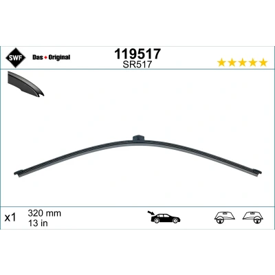 Kuva Pyyhkijänsulka Swf Visioflex Rear 119517 335mm Takana Rungottomat AUDI: Q5, Q4 SUV