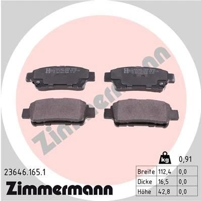 Kuva ZIMMERMANN 23646.165.1 Jarrupalat akustisella kulumavaroittimella Valokuva vastaa toimituslaajuutta TOYOTA: Avensis Verso, Previa / Estima II