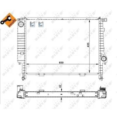 Kuva NRF EASY FIT 509589 Jäähdytin Alumiini 650 435 42 Männän lukoilla Jäähdytysrivat juotetut BMW: 5 Sedan, Touring, 8