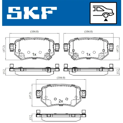 Kuva SKF VKBP 90497 A Jarrupalat akustisella kulumavaroittimella MAZDA: 6 Sedan