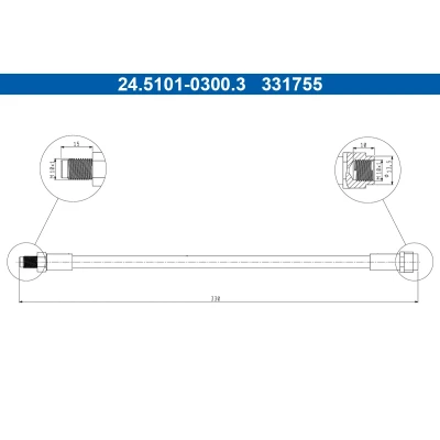 Kuva ATE 24.5101 0300.3 Jarruletku 330mm M10x1mm MERCEDES BENZ: ML sarja