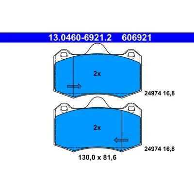 Kuva ATE 13.0460 6921.2 Jarrupalat Ei kulumisenilmaisimelle, Ilman kulumisenilmaisinta SEAT: Ibiza 4 Sportcoupe