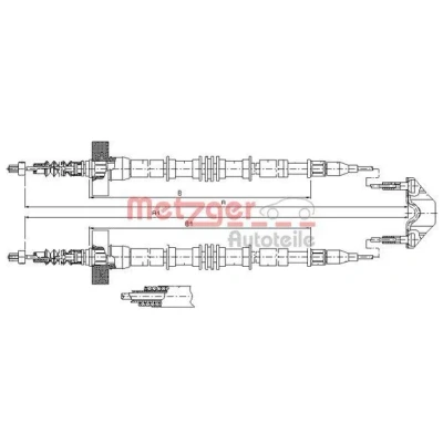 Kuva METZGER 11.5861 Käsijarruvaijeri Takana 1680/1495+1680/1495 Levyjarru COFLE OPEL: Zafira A
