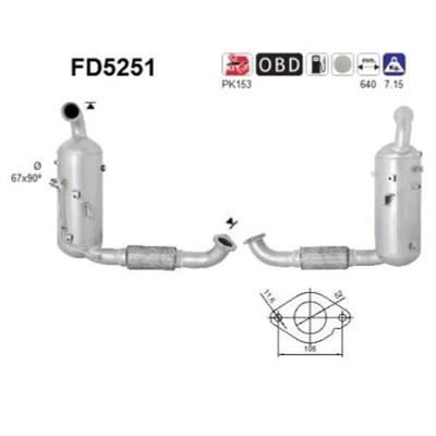 Kuva AS FD5251 Hiukkassuodatin Euro 5 Kordieriitti VOLVO: V70 3, V60 I, V40 Hatchback
