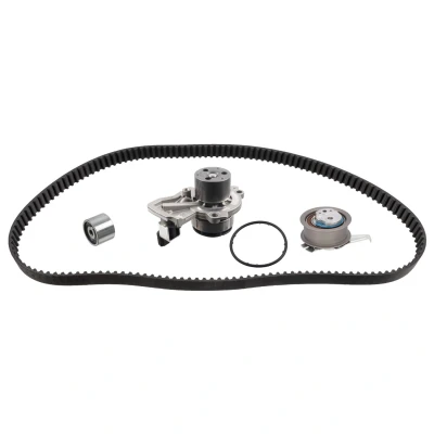 Kuva FEBI BILSTEIN 193441 Vesipumppu + Jakohihnasarja Vesipumpulla 145 Pyöristetyllä hammasprofiililla Muovi VOLKSWAGEN: Polo V Hatchback