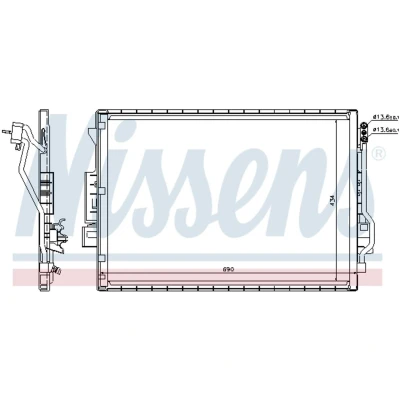 Kuva NISSENS 940137 Ilmastoinnin Lauhdutin ilman vedenerotinta Alumiini 690 R 134a MERCEDES BENZ: S sarja Sedan