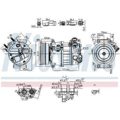 Kuva NISSENS 890593 Ilmastoinnin Kompressori PXC16 12 PAG 46 YF R 1234yf VOLVO: V70 3, S80 II, V60 I