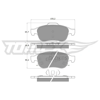 Kuva TOMEX brakes TX 18 Jarrupalat Etuakseli akustisella kulumavaroittimella FIAT: 500X