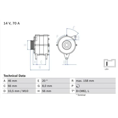 Kuva BOSCH 0 986 036 851 Laturi 14V 70A