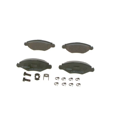Kuva BOSCH 0 986 494 039 Jarrupalat Low Metallic asennusohjeella, Huudonvaimennuspellillä, Ruuveilla PEUGEOT: 206 SW, Hatchback, 207 Hatchback