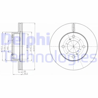 Kuva DELPHI BG4271C Jarrulevyt 231 20 4 Tuuletettu pinnoitettu käsittelemätön ilman pyöränlaakeria, ABS sensorirengasta SUZUKI: Alto VII