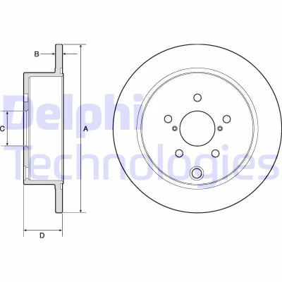 Kuva DELPHI BG4776C Jarrulevyt 274 10 5 täysi pinnoitettu käsittelemätön ilman pyöränlaakeria, ABS sensorirengasta SUBARU: Forester IV, XV I, II