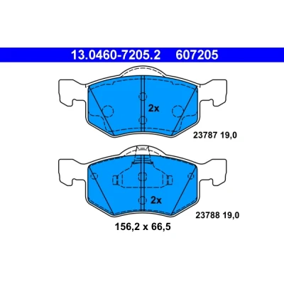 Kuva ATE 13.0460 7205.2 Jarrupalat Ei kulumisenilmaisimelle, Ilman kulumisenilmaisinta FORD: Maverick SUV