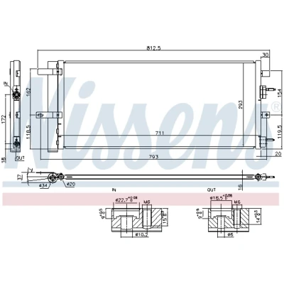 Kuva NISSENS 940626 Ilmastoinnin Lauhdutin Vedenerottimella Alumiini 711 R 134a FORD: Mondeo 5 Kombi