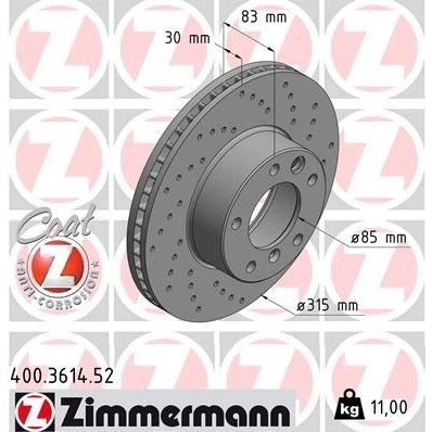 Kuva ZIMMERMANN SPORT COAT Z 400.3614.52 Jarrulevyt 315 30 6/5 5 130 tuuletettu sisältä, reijitetty pinnoitettu MERCEDES BENZ: G sarja SUV