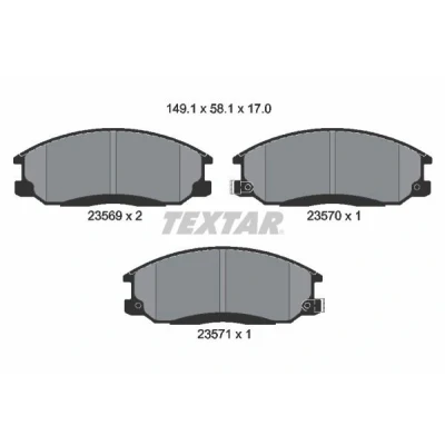 Kuva TEXTAR 2356901 Jarrupalat akustisella kulumavaroittimella Tarvikkeilla HYUNDAI: H 1 Travel, Santa Fe I, Van, SSANGYONG: Rexton W