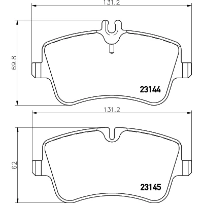 Kuva HELLA 8DB 355 018 351 Jarrupalat Kulumisenilmaisemelle Jarrusatulan ruuveilla Tarvikkeilla MERCEDES BENZ: C sarja Sedan, T modell, CLK Coupe