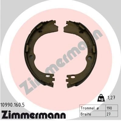Kuva ZIMMERMANN 10990.160.5 Jarrukengät 190mm 27mm Valokuva vastaa toimituslaajuutta