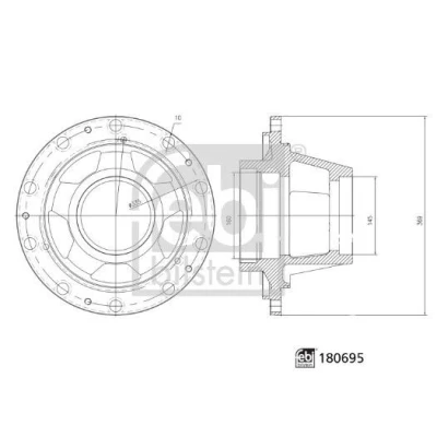 Kuva FEBI BILSTEIN 180695 Pyörännapa 335mm ilman pyöränlaakeria Taka akseli