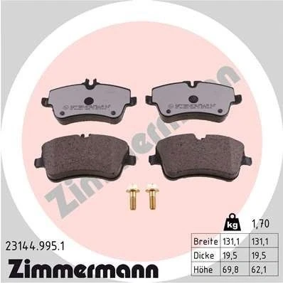 Kuva ZIMMERMANN 23144.995.1 Jarrupalat Kulumisenilmaisemelle Ruuveilla Valokuva vastaa toimituslaajuutta MERCEDES BENZ: C sarja Sedan, T modell
