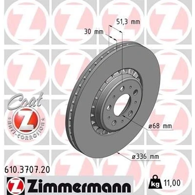 Kuva ZIMMERMANN COAT Z 610.3707.20 Jarrulevyt 336 30 10/5 5 108 Tuuletettu, ulko pinnoitettu VOLVO: XC90 I