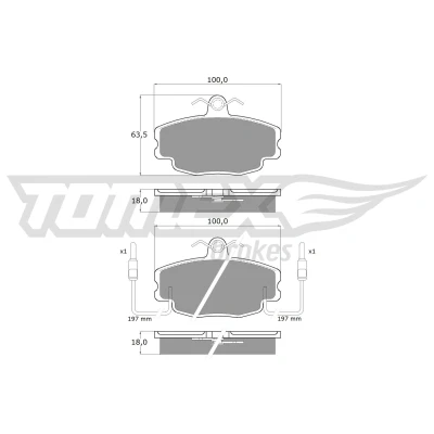 Kuva TOMEX brakes TX 10 48 Jarrupalat Etuakseli Sis. kulumisenilmaisimen PEUGEOT: 205 II Hatchback, I 309 Hatchback