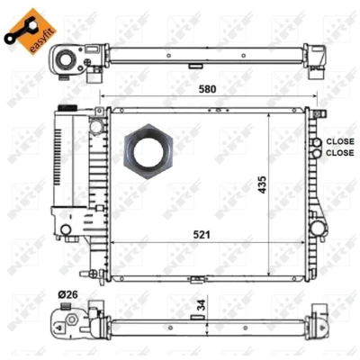 Kuva NRF EASY FIT 58247 Jäähdytin Alumiini 520 445 33 asennusosilla Jäähdytysrivat juotetut BMW: 5 Sedan, Touring