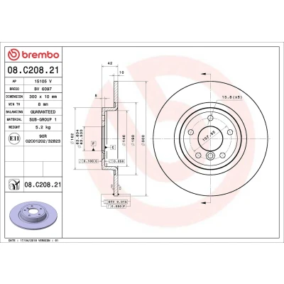 Kuva BREMBO COATED DISC LINE 08.9364.11 Jarrulevyt 278 12 5 täysi pinnoitettu ALFA ROMEO: 159 Sportwagon, Sedan, Brera