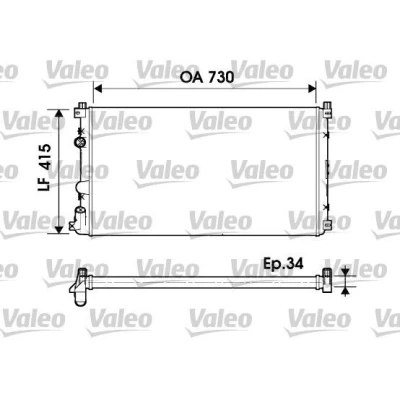 Kuva VALEO 732918 Jäähdytin Alumiini 730mm 415mm 34mm lman kylmäainesäädintä Jäähdytysrivat mekaan. kiinnitetyt