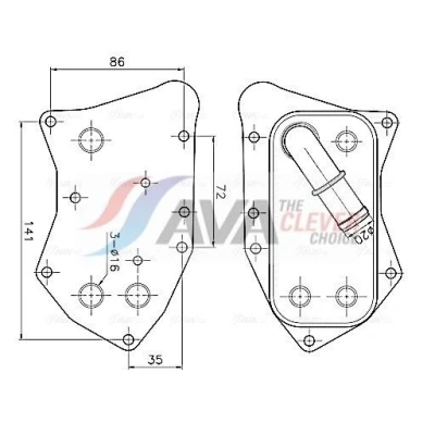 Kuva AVA COOLING SYSTEMS OL3749 Öljynjäähdytin Vesijäähdytteinen ilman öljynsuodattimen koteloa Suodattimella OPEL: Astra J Hatchback, Zafira B