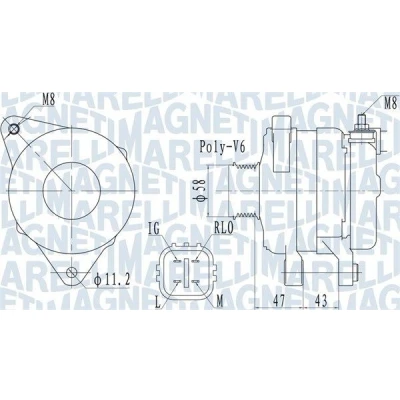Kuva MAGNETI MARELLI 063732097010 Laturi 14V 100A TOYOTA: Auris Hatchback, Yaris II Hatchback