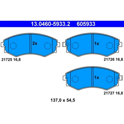 Kuva ATE 13.0460 5933.2 Jarrupalat akustisella kulumavaroittimella HYUNDAI: Elantra III Hatchback, COUPE, Sedan, NISSAN: 200SX