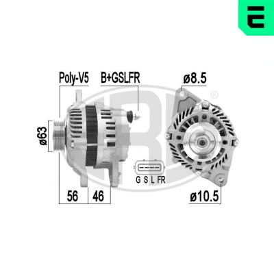 Kuva ERA 209350A Laturi 14V 85A MITSUBISHI: Lancer 8 Limousine, COLT 6, SMART: Forfour I