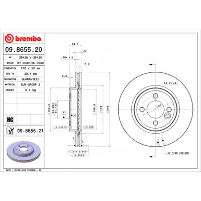 Kuva BREMBO COATED DISC LINE 09.8655.21 Jarrulevyt 276 22 4 tuuletettu sisältä pinnoitettu hiiliteräs MINI: Hatchback, Cabriolet