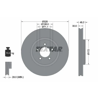 Kuva TEXTAR PRO+ 92173505 Jarrulevyt JAGUAR: XF Sedan, S Type, XJ Sedan