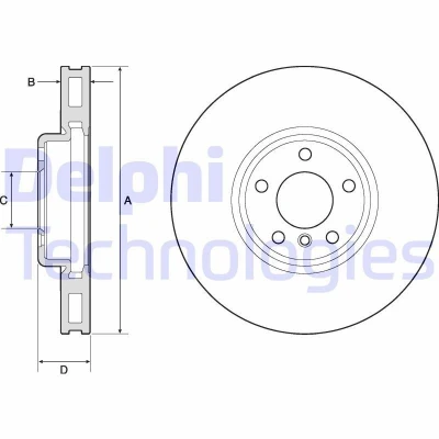 Kuva DELPHI BG9155C Jarrulevyt 348 36 5 Tuuletettu pinnoitettu hiiliteräs ilman pyöränlaakeria, ABS sensorirengasta BMW: Sedan, Touring, 7