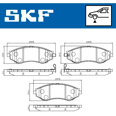 Kuva SKF VKBP 80570 A Jarrupalat akustisella kulumavaroittimella CHEVROLET: Nubira Farmari, Aveo / Kalos Sedan, Hatchback