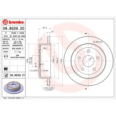 Kuva BREMBO COATED DISC LINE 08.B529.21 Jarrulevyt 316 12 5 täysi pinnoitettu hiiliteräs JEEP: WRANGLER 3