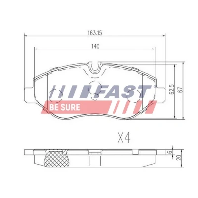 Kuva FAST FT29019 Jarrupalat Etuakseli Kulumisenilmaisemelle MERCEDES BENZ: Sprinter 3.5 T Van, Vito Bussi, Mixto, VOLKSWAGEN: Crafter 30 35 Bussi