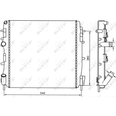 Kuva NRF 58316A Jäähdytin Alumiini 470 462 32 FULL KIT Jäähdytysrivat mekaan. kiinnitetyt