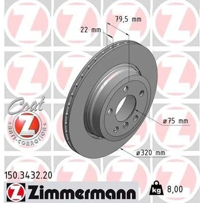 Kuva ZIMMERMANN COAT Z 150.3432.20 Jarrulevyt 320 22 6/5 5 120 Tuuletettu, ulko pinnoitettu hiiliteräs BMW: X3