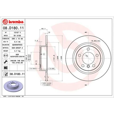 Kuva BREMBO 08.D180.11 Jarrulevyt 296 10 5 täysi pinnoitettu hiiliteräs Ruuveilla MINI: Countryman
