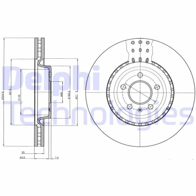 Kuva DELPHI BG9110C Jarrulevyt 345 30 5 Tuuletettu pinnoitettu hiiliteräs ilman pyöränlaakeria, ABS sensorirengasta AUDI: A6 C7 Avant, A4 B8 Avant