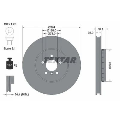 Kuva TEXTAR PRO+ 92266125 Jarrulevyt BMW: 5 Sedan, Touring, 7